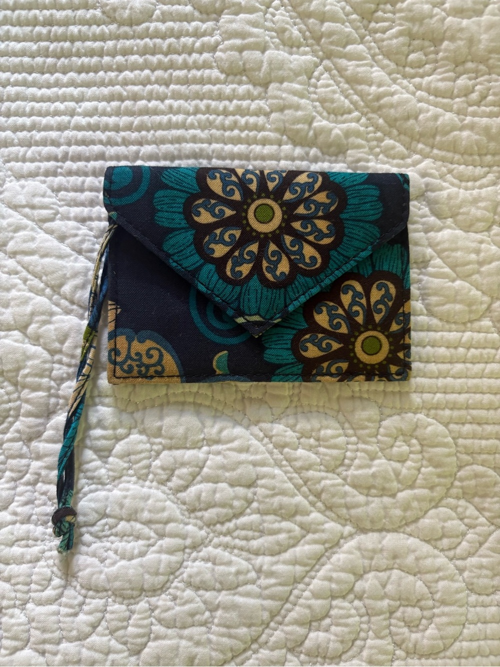 Vera Bradley Teal and Navy Floral Wristlet Clutch